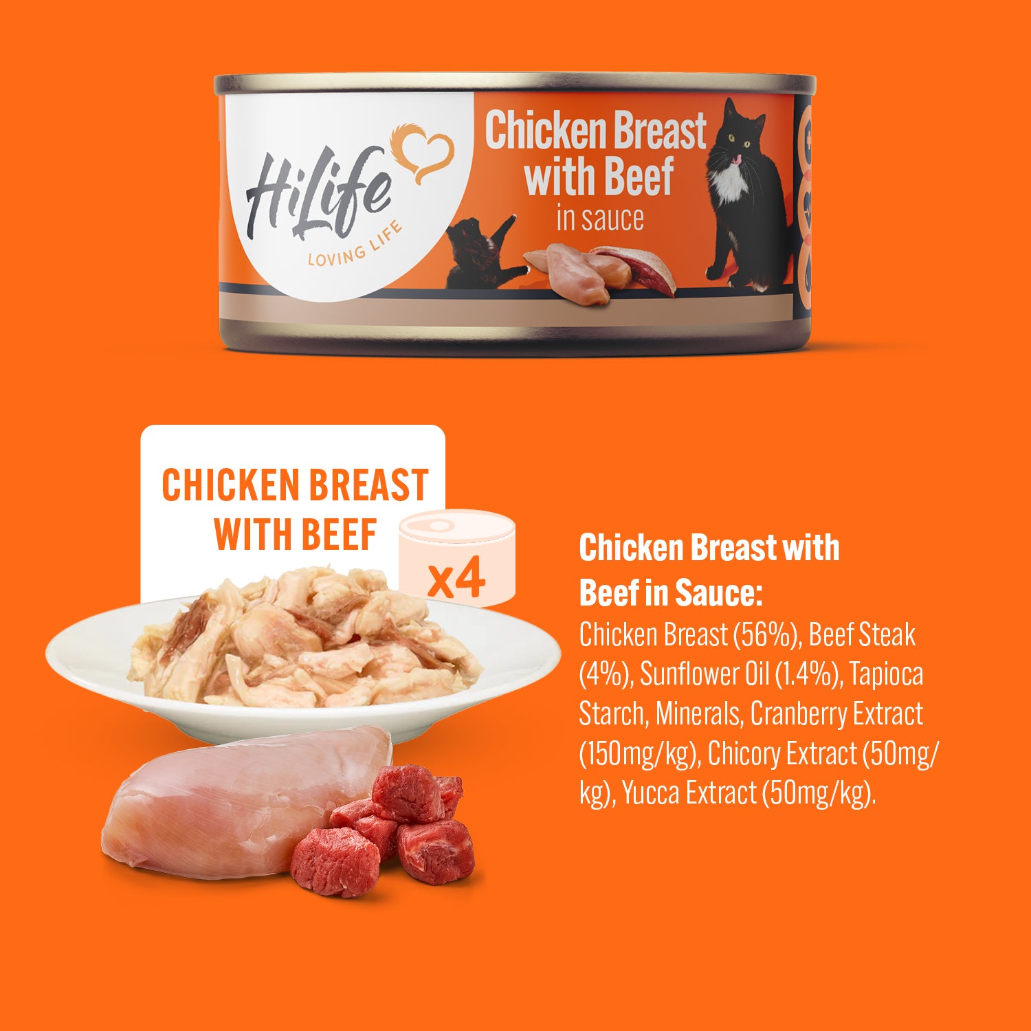 HiLife Adult Cat Chicken Recipes in Sauce - 70g 12 or 48 Cans