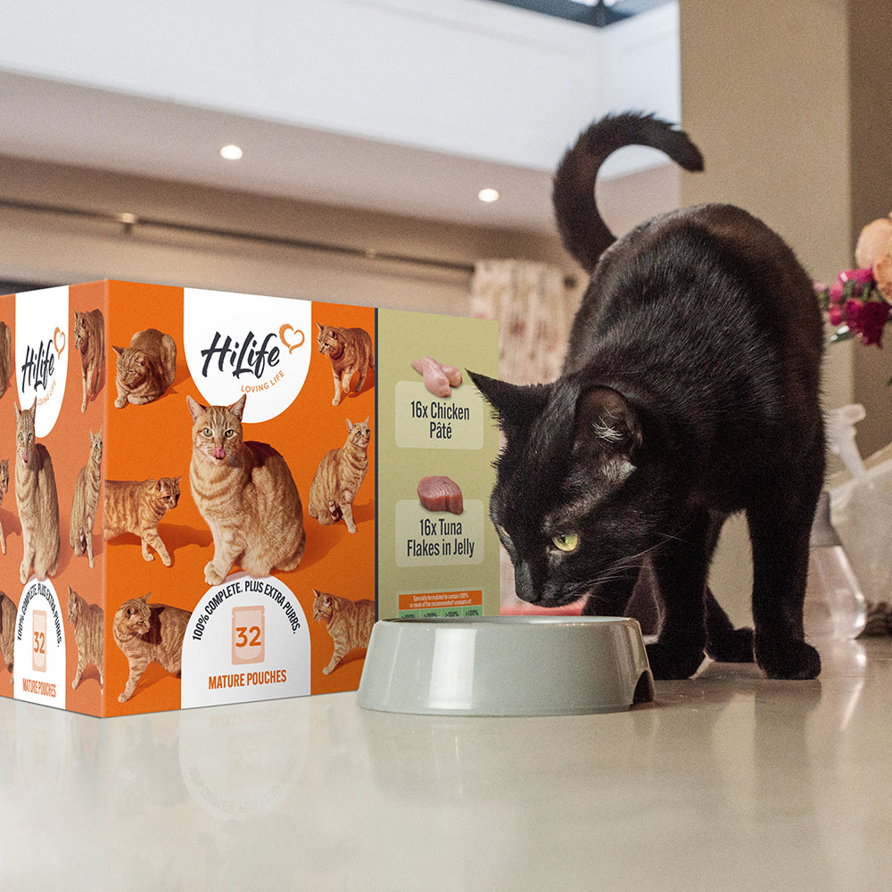 HiLife Mature Cat Chicken Pâté & Tuna Flakes 70g Pouch Selection - 32 Pack