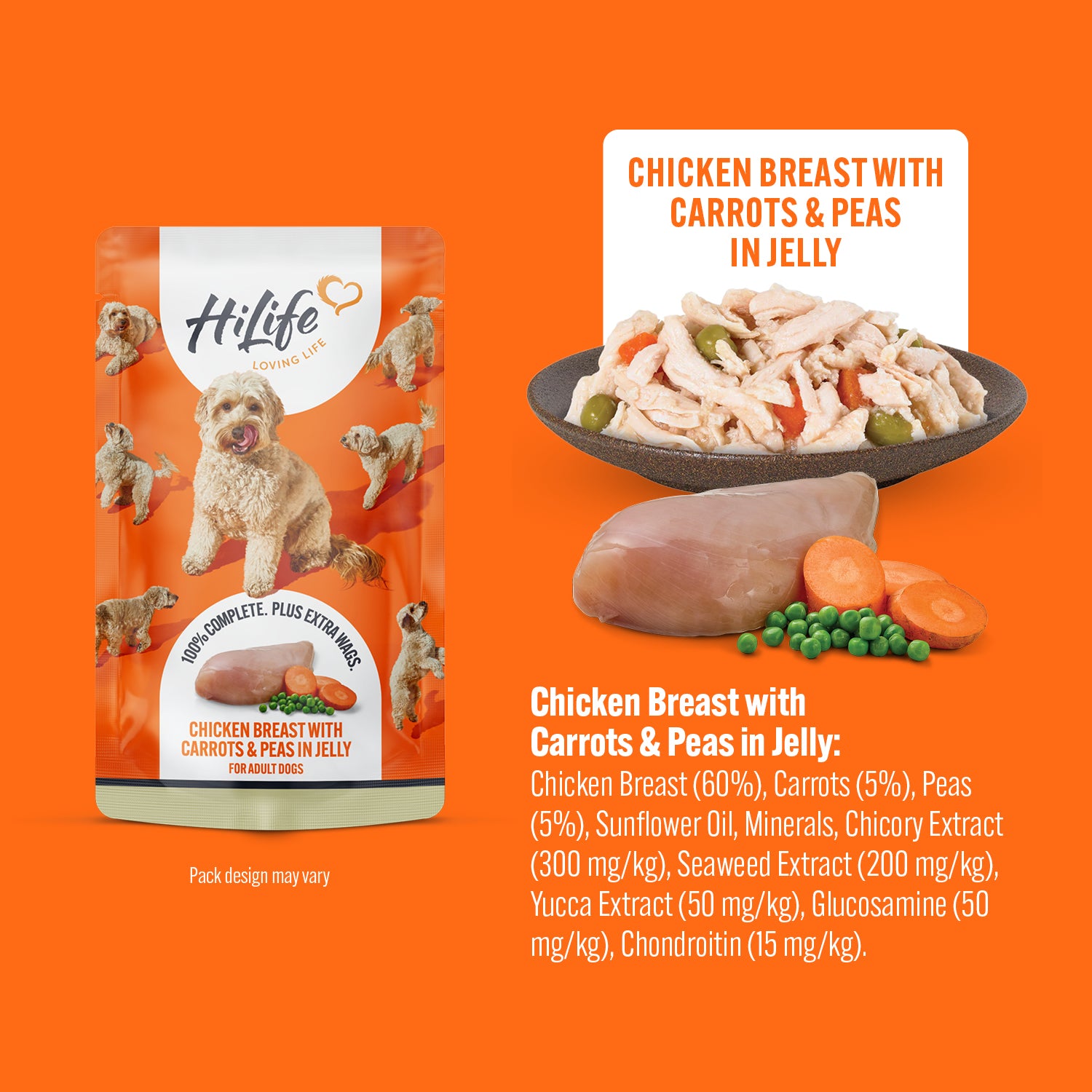 HiLife Adult Dog Chicken Breast 150g Pouches in Jelly - 14 Pack