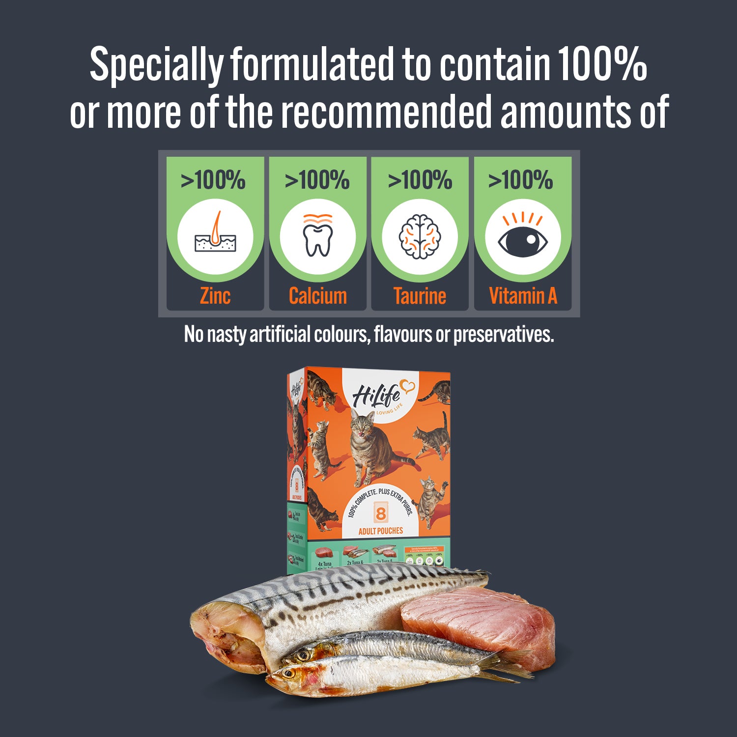 HiLife Adult Cat Mixed Seafood 70g Pouch Recipes in Jelly - 8 or 32 Pack