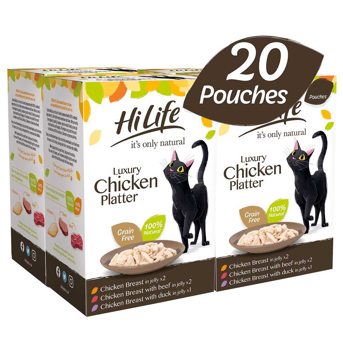 HiLife Adult Cat Chicken Recipes in Jelly 50g Pouches - 5 or 20 Pack