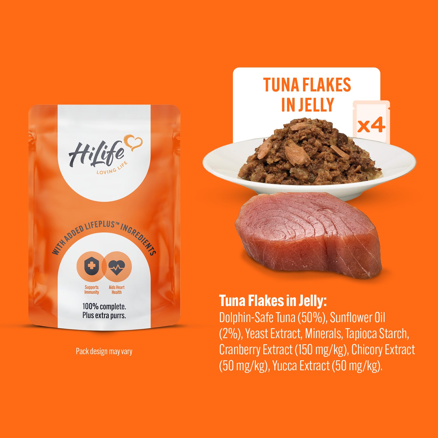 HiLife Adult Cat Tuna Recipes in 70g Jelly Pouches - 8 or 32 Pack