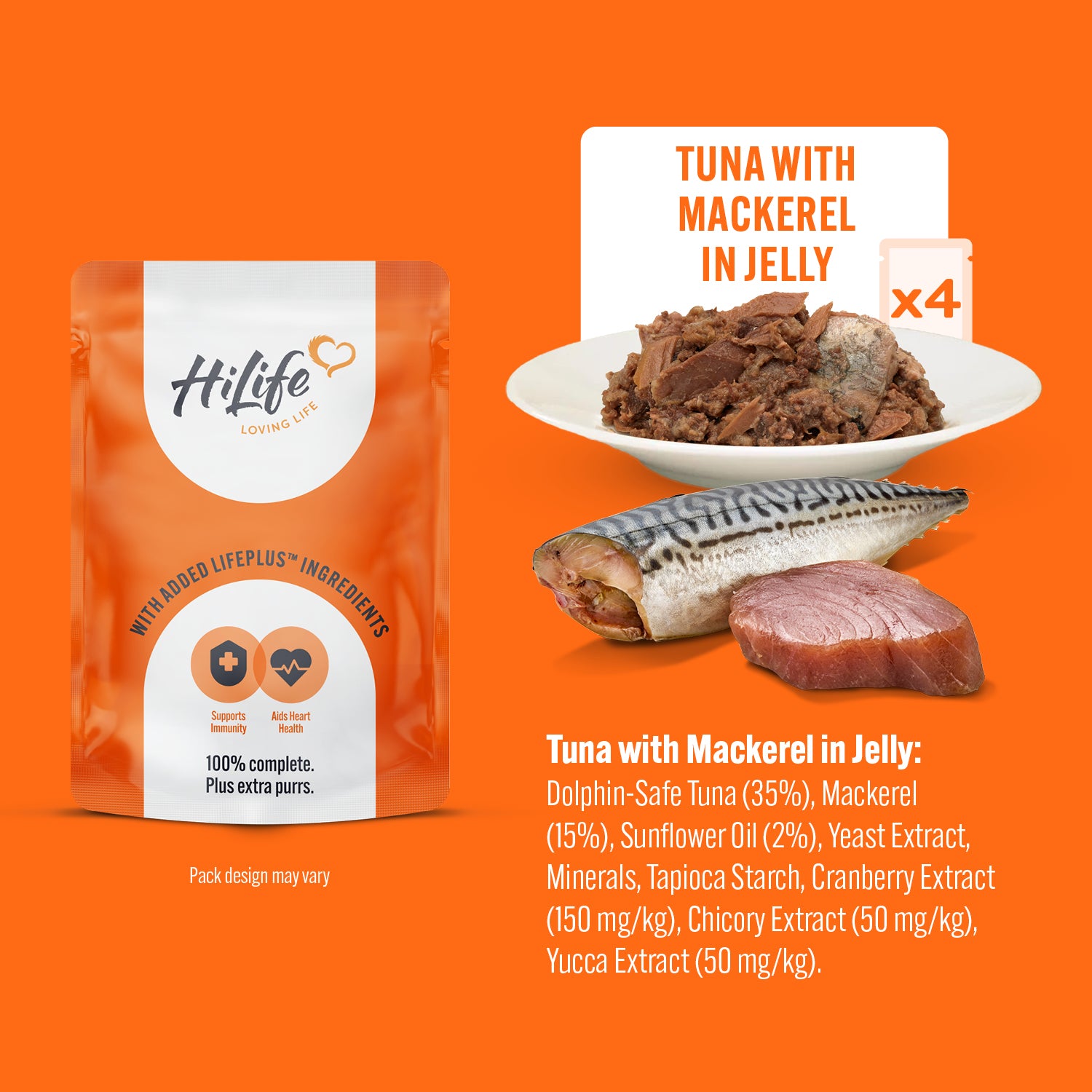 HiLife Adult Cat Tuna Recipes in 70g Jelly Pouches - 8 or 32 Pack