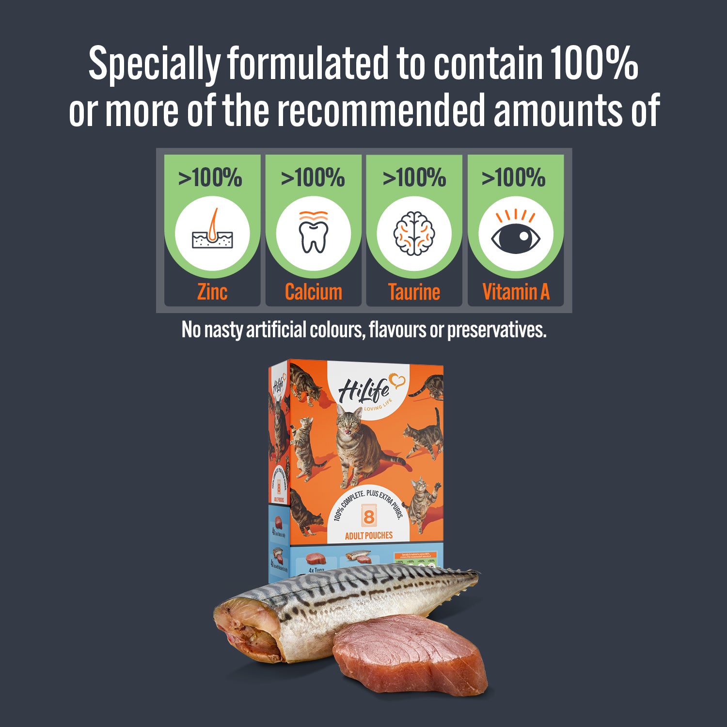 HiLife Adult Cat Tuna Recipes in 70g Jelly Pouches - 8 or 32 Pack