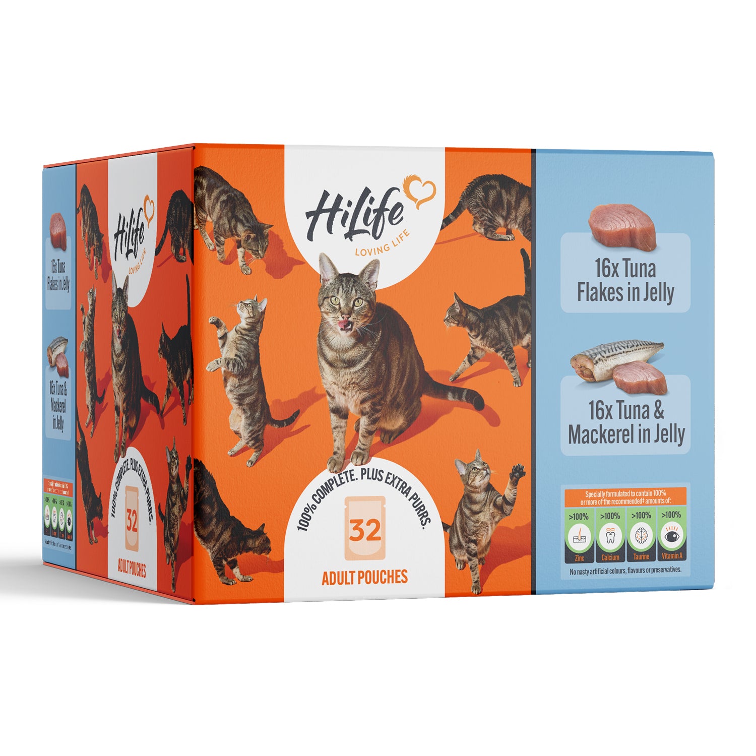 HiLife Adult Cat Tuna Recipes in 70g Jelly Pouches - 8 or 32 Pack
