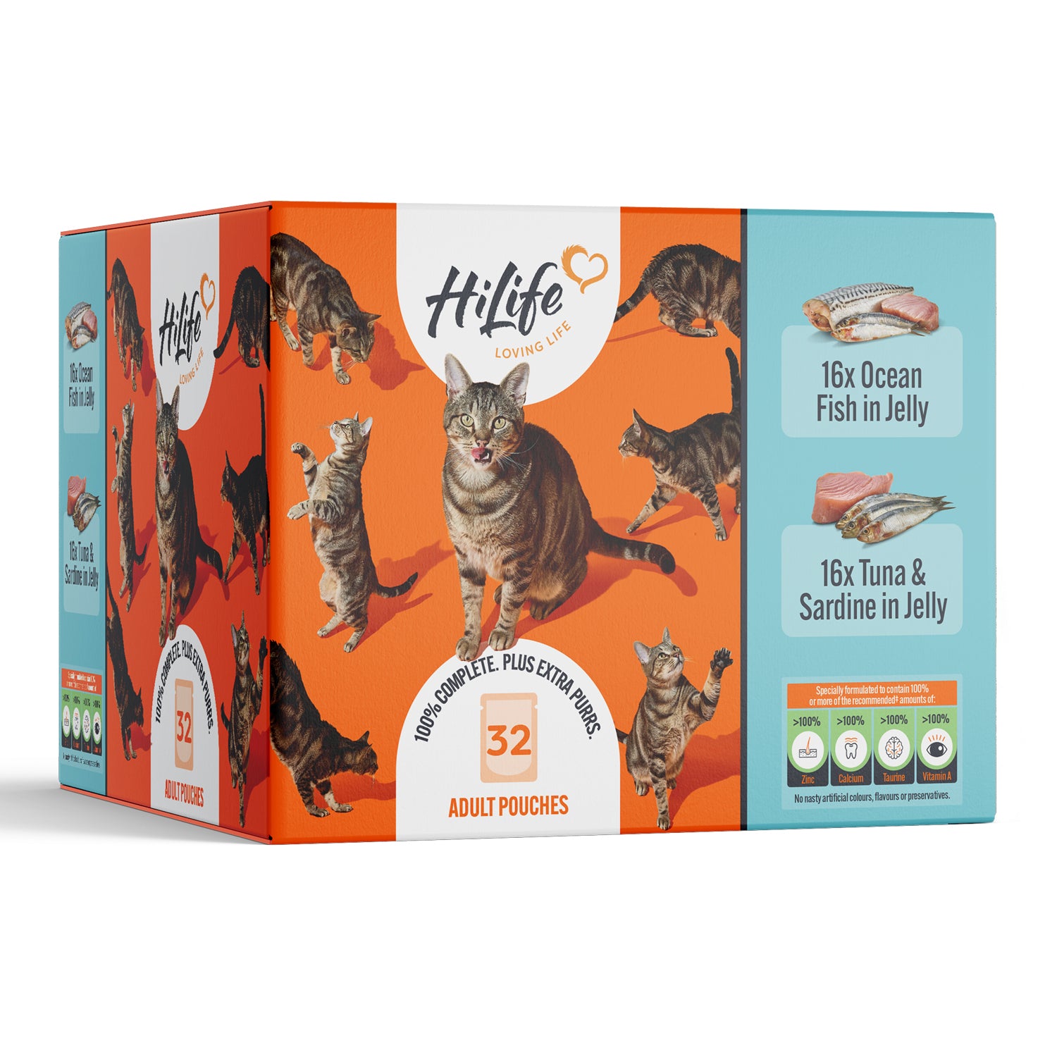 HiLife Adult Cat Ocean Fish Recipes in 70g Jelly Pouches - 8 or 32 Pack