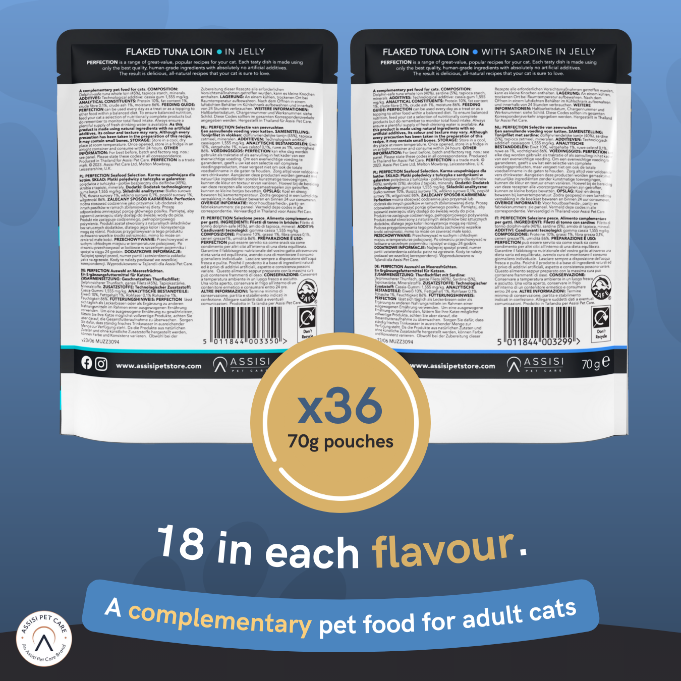 Perfection Adult Cat Tuna Loin Recipe Pouch - 36 Pack