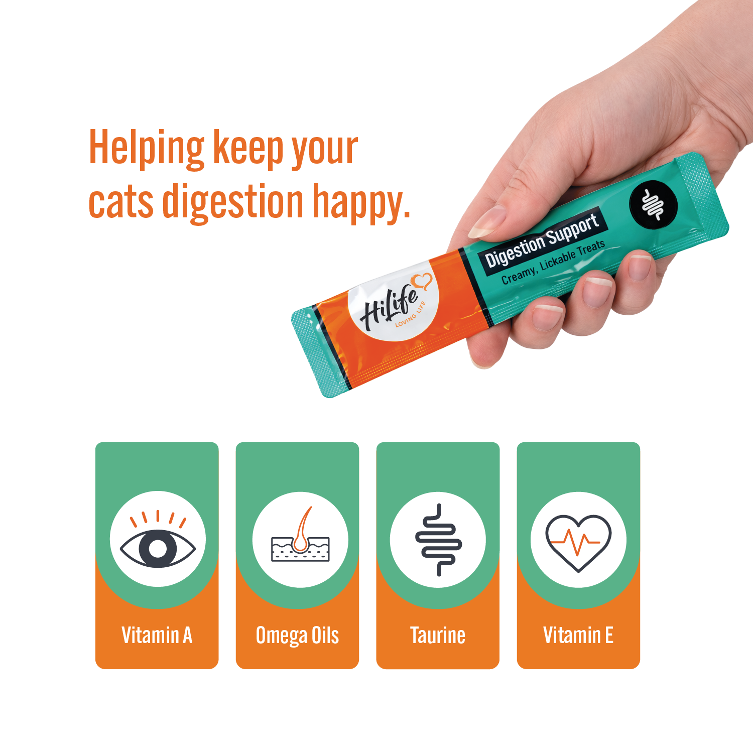 Helping keep your cat's digestion happy - HiLife Cat Licks digestion support benefits