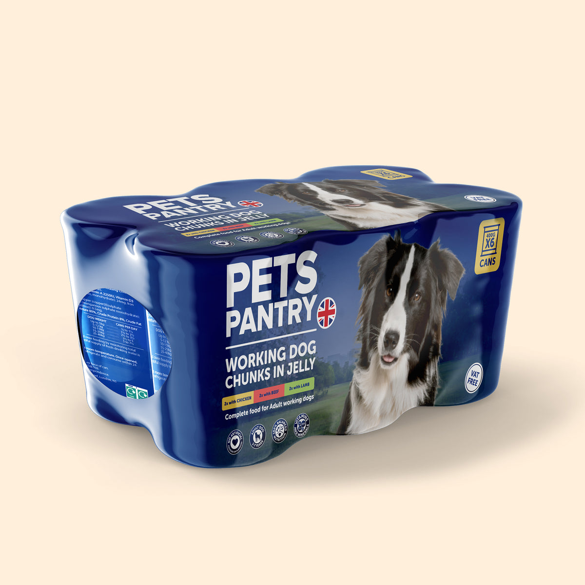 Pets Pantry Adult Working Dog Chunks in Jelly 6 x 400g Cans
