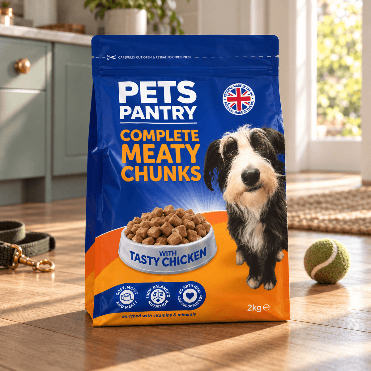 Pets Pantry Adult Dogs Complete Meaty Chunks with Tasty Chicken - 2kg or 8kg
