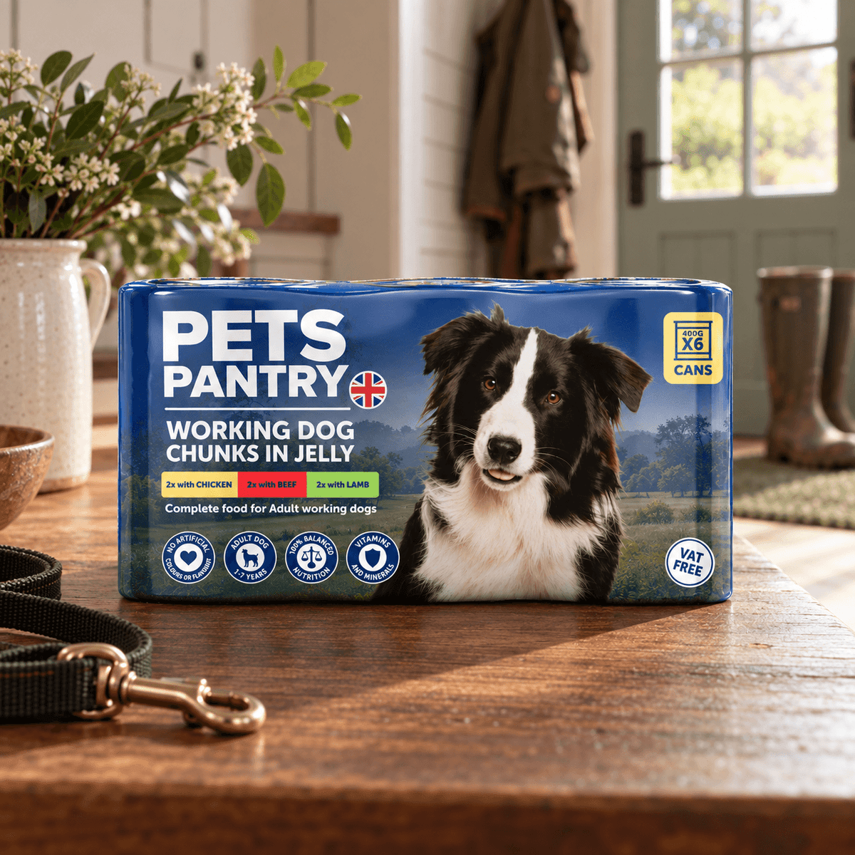 Pets Pantry Adult Working Dog Chunks in Jelly 6 x 400g Cans
