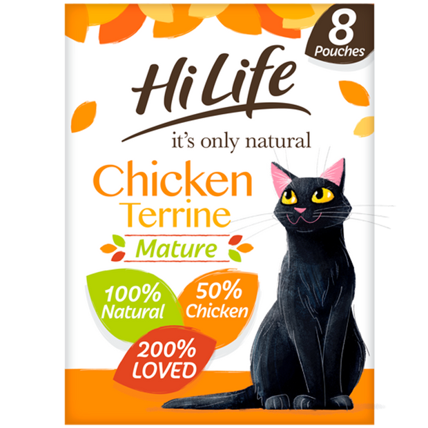 Picture of  100% natural HiLife its only natural Senior Cat Food, made with 50% chicken