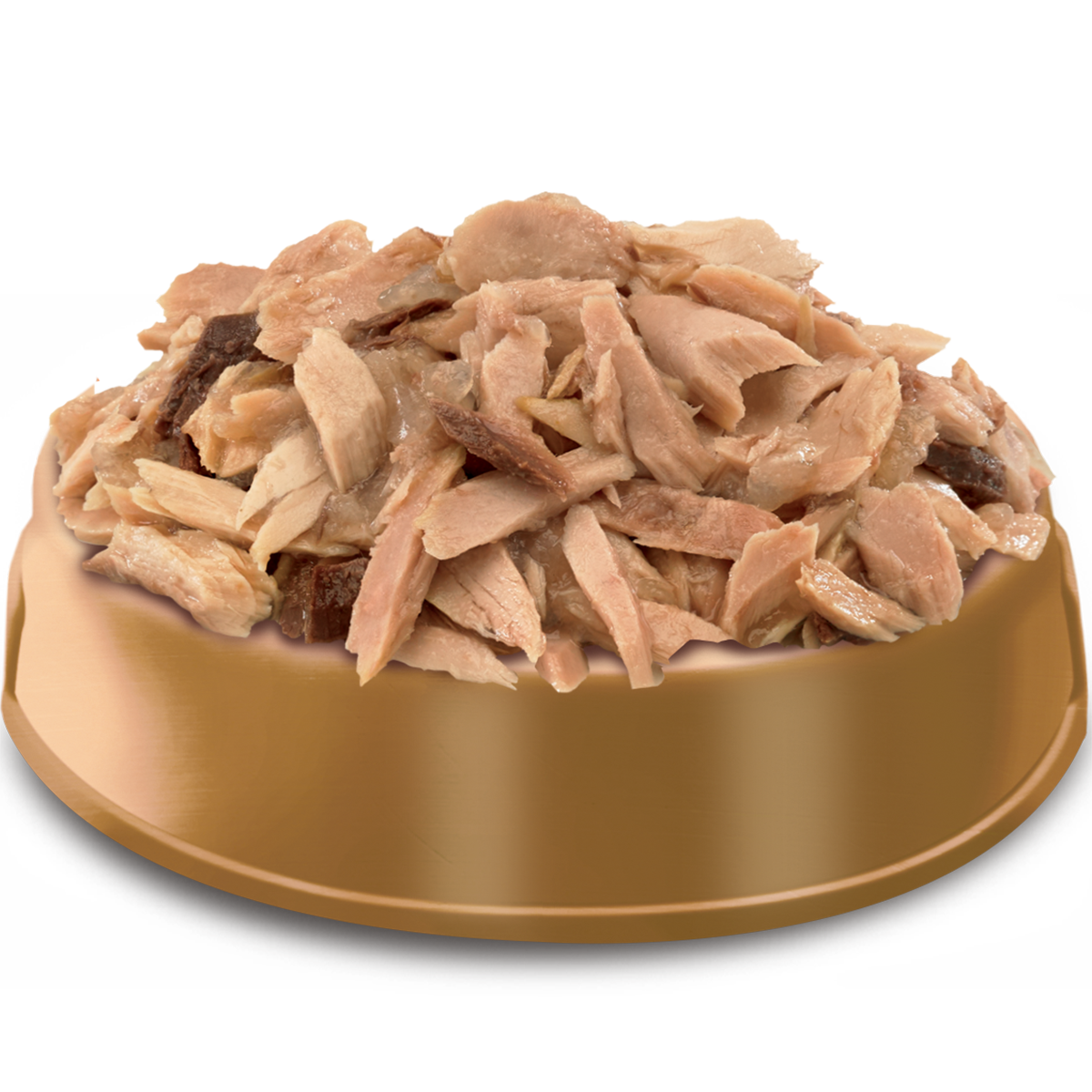 A bowl of delicious HiLife Perfection Flaked Tuna Loin in Jelly Wet Pouch Cat Food showing flakes of natural tuna loin