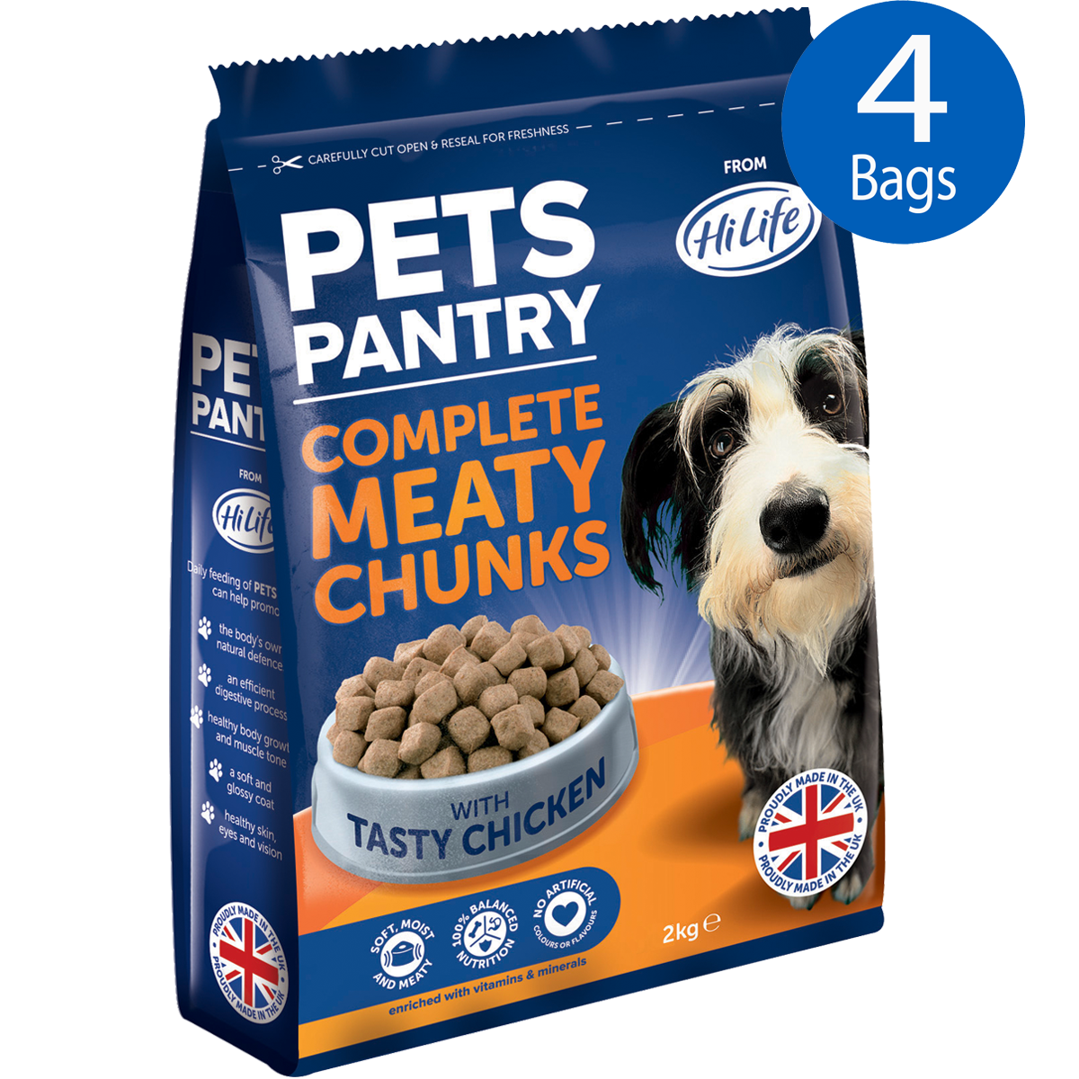 Pets Pantry Adult Dogs Complete Meaty Chunks with Tasty Chicken - 2kg or 8kg