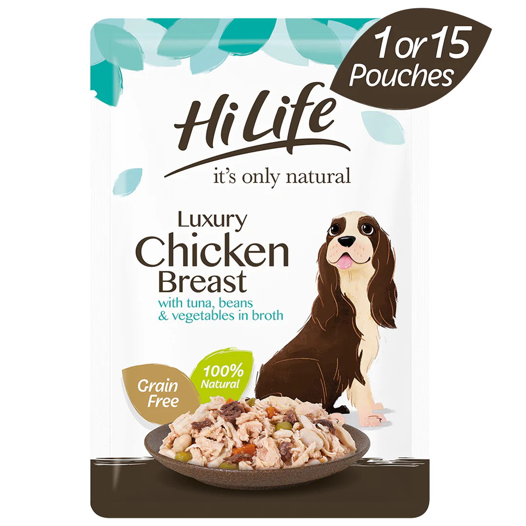 HiLife Adult Dog Chicken Breast & Tuna in Broth 100g Pouch - 15 Pack