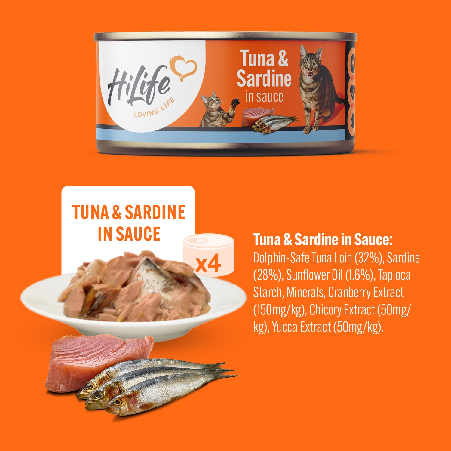 HiLife Adult Cat Tuna Recipes in Sauce - 70g 12 or 48 Cans