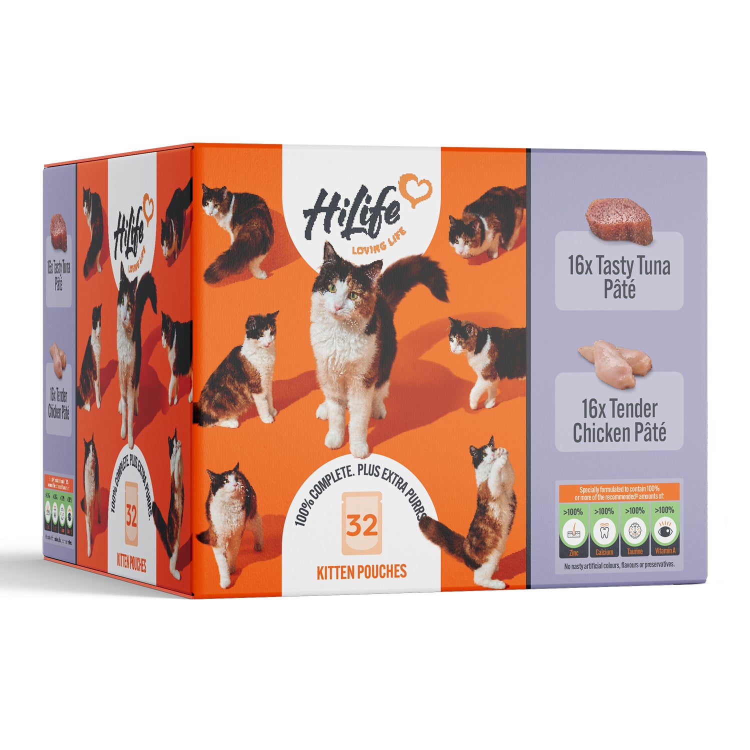 HiLife Kitten Chicken and Tuna Pâté 70g Pouch Selection - 32 Pack