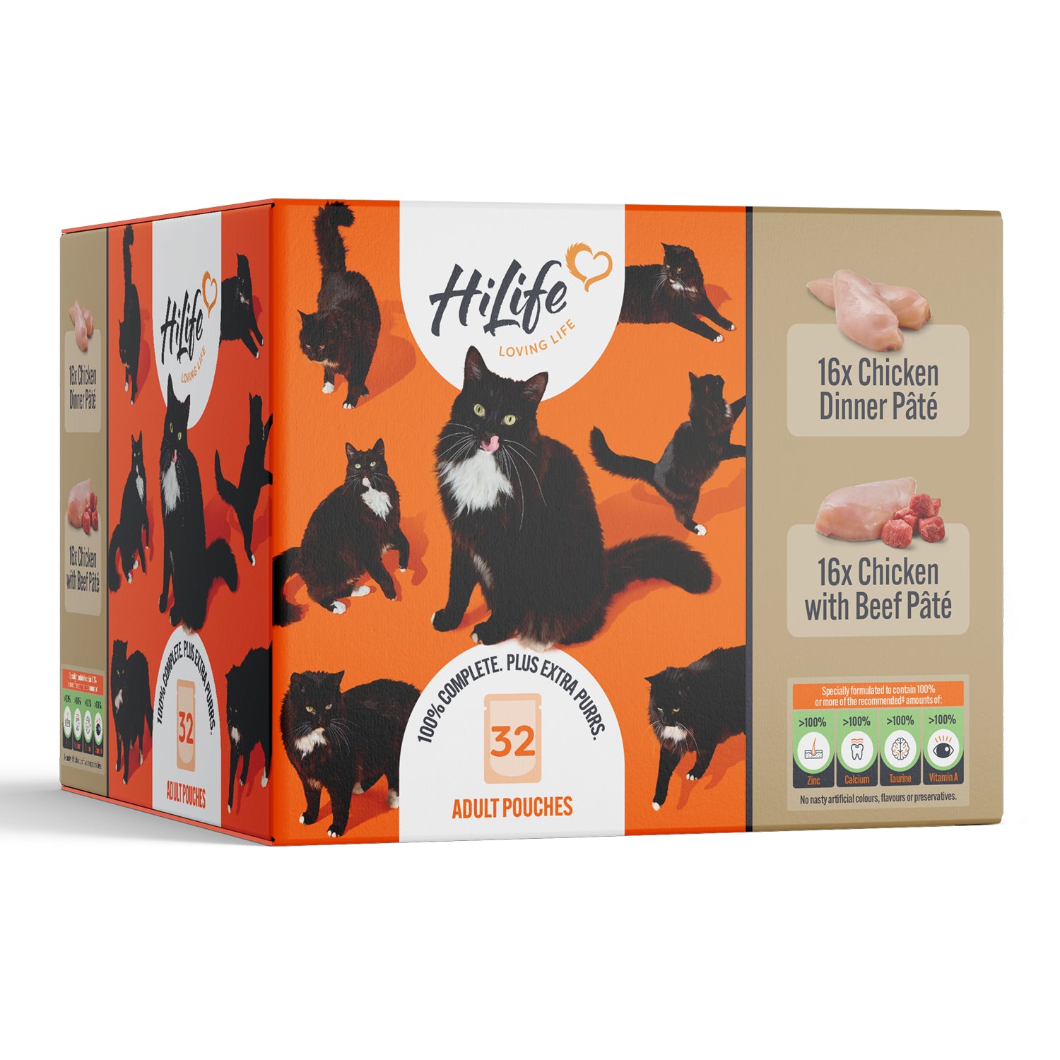 HiLife Adult Cat Chicken Pâté 70g Pouches - 8 or 32 Pack