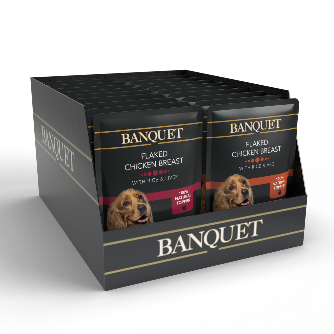 Banquet Adult Dog Mixed Case Chicken with Rice and Veg or Liver in Jelly Pouch - 30 Pack