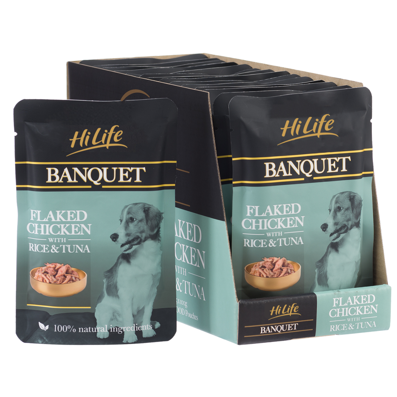 Banquet Adult Dog Flaked Chicken with Rice & Tuna in Jelly Pouch - 15 Pack