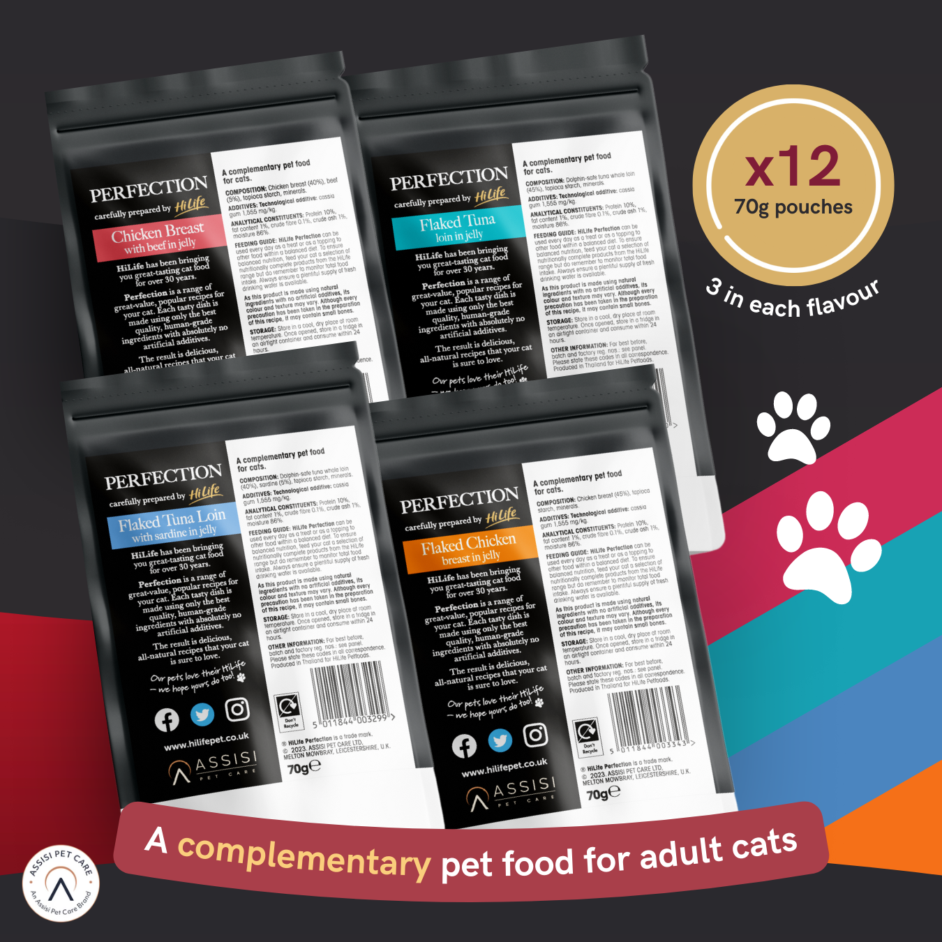 Perfection Adult Cat Mixed Multipack Chicken Choices & Seafood Selection Pouch - 36 Pack