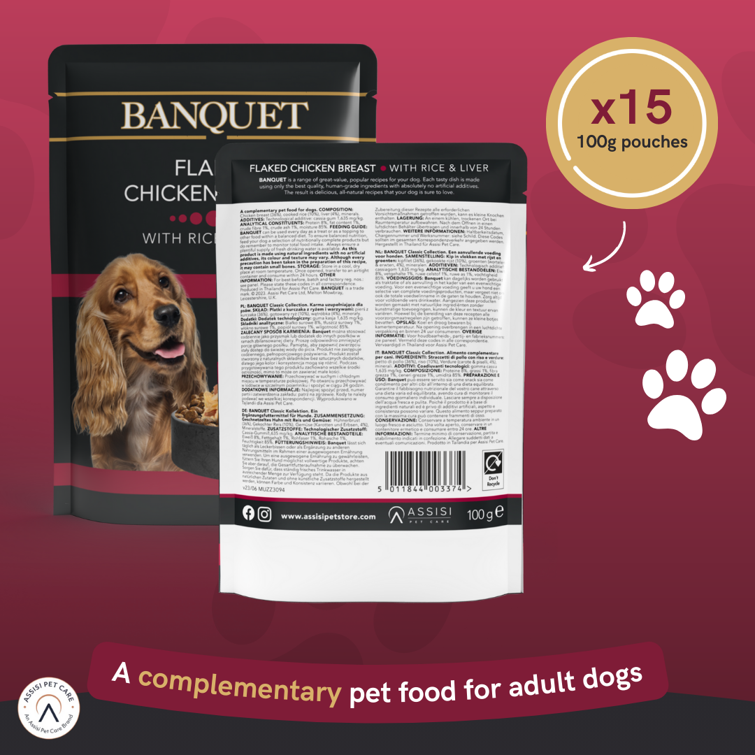 Banquet Adult Dog Chicken with Rice & Liver in Jelly Pouch - 15 Pack