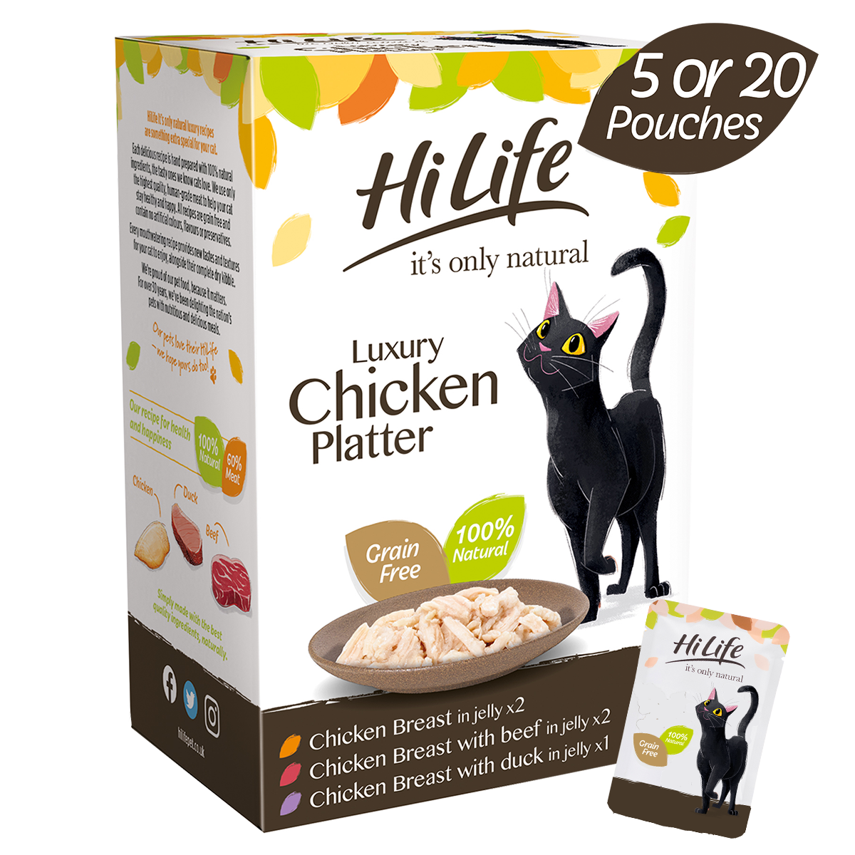 HiLife Adult Cat Chicken Recipes in Jelly 50g Pouches - 5 or 20 Pack