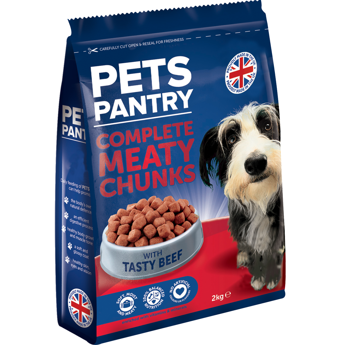 Pets Pantry Adult Dogs Complete Meaty Chunks with Tasty Beef - 2kg or 8kg