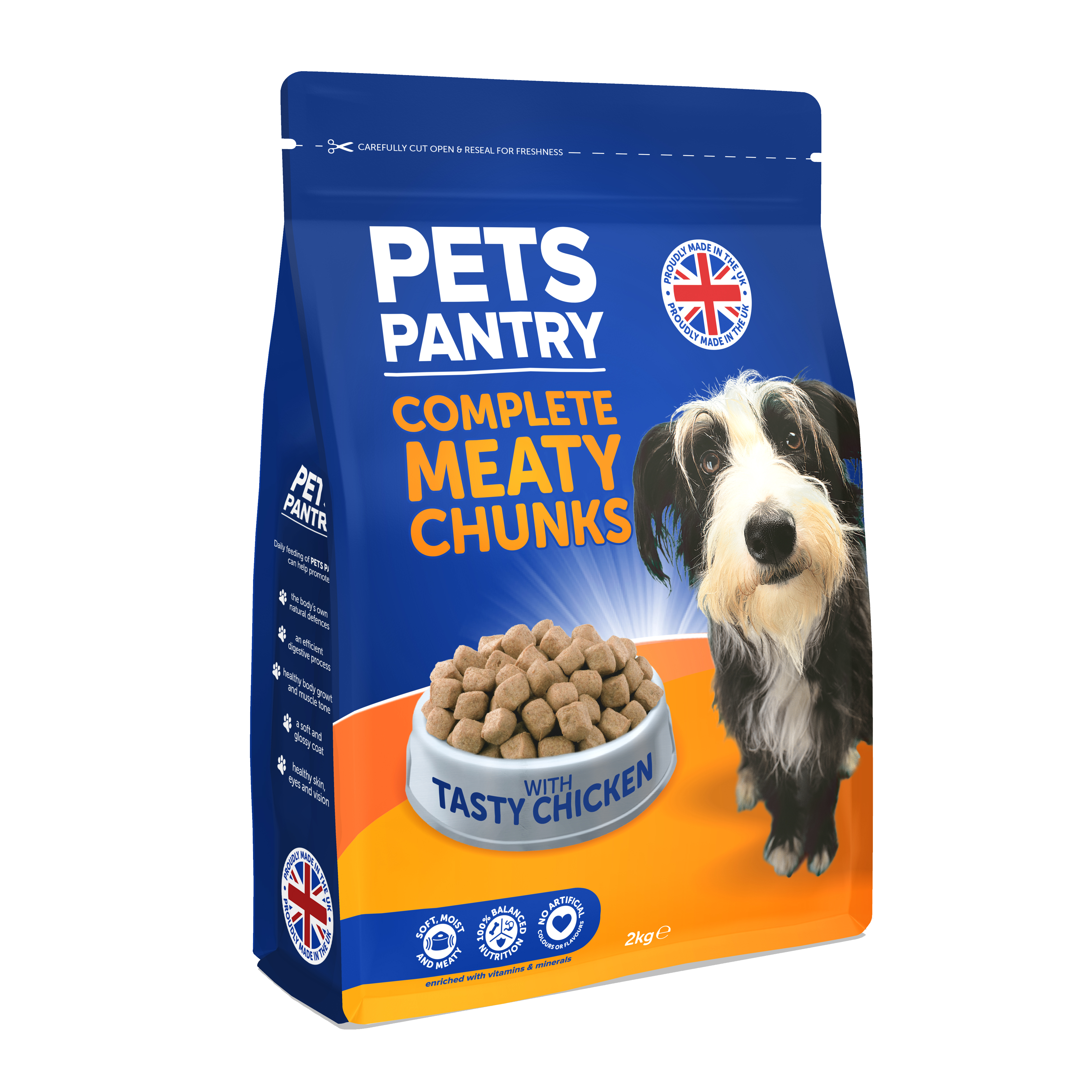 Pets Pantry Adult Dogs Complete Meaty Chunks with Tasty Chicken - 2kg or 8kg