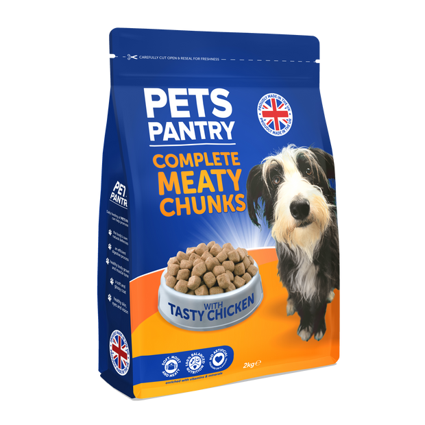 Dry dog food sales with meaty chunks